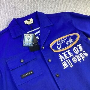 Watson Embroidered Ford Style Work Shirt Blue Short Sleeve Size XS NWT